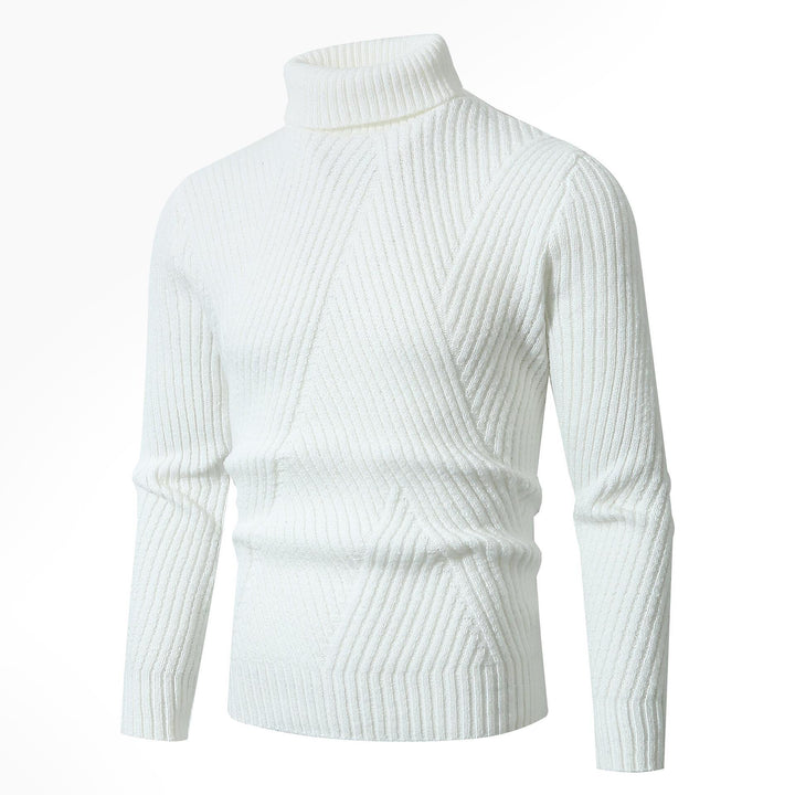 Thick knit sweater for men with high collar and decorative textured pattern Lune London