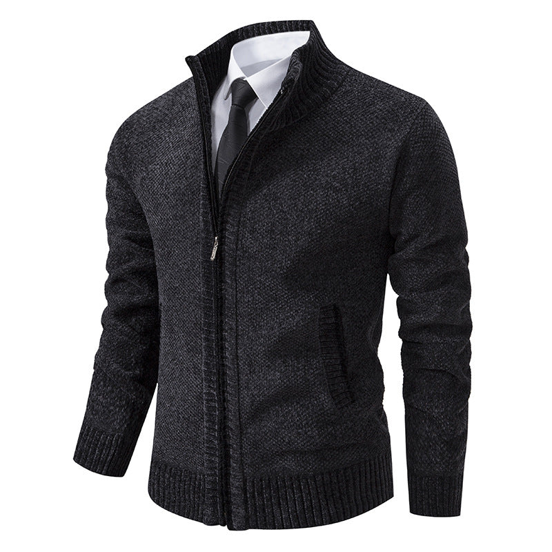 Elegant knitted jacket for men with modern zipper and high collar Lune London