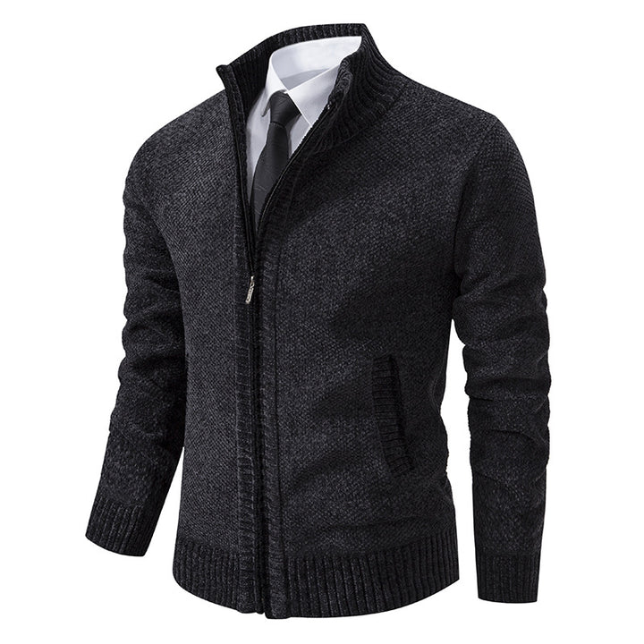 Elegant knitted jacket for men with modern zipper and high collar Lune London