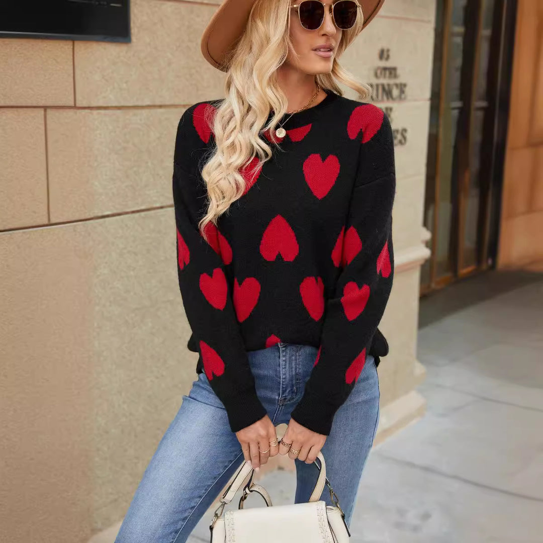 Ladies Cozy Sweater with Heart Patterns Lune London