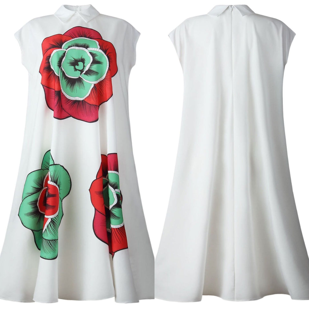 Shirt dress for women with floral appliqués Lune London