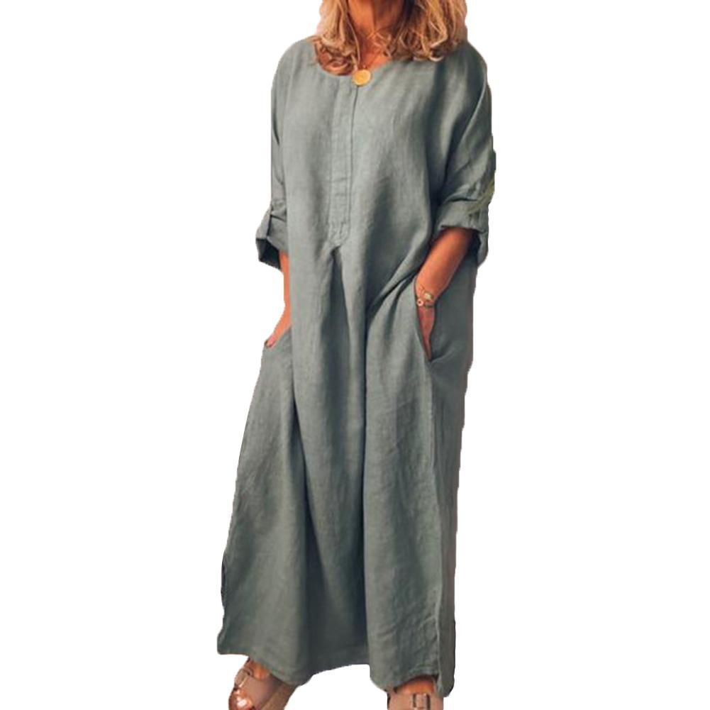 Casual linen dress for women with practical pockets and elegant button details Lune London