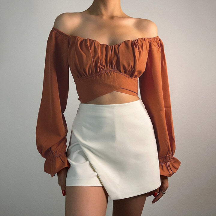 Lune London off-shoulder blouse women with gathers and long sleeves
