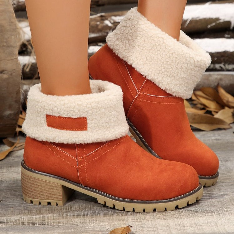 Women's warm booties with lamb fur collar Lune London
