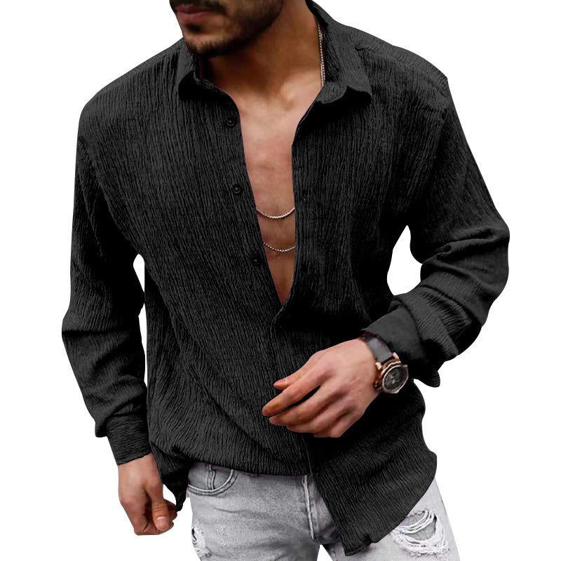 Casual long sleeve shirt for men in textured fabric with a modern look Lune London