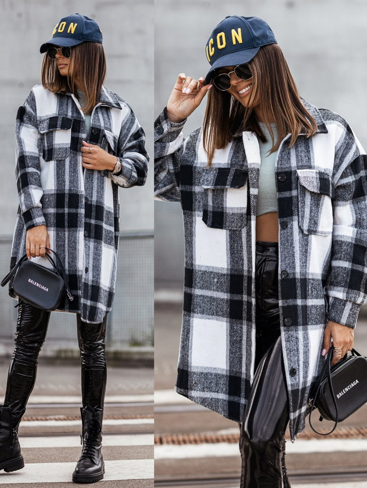 Ladies Coat Check Oversized Lune London