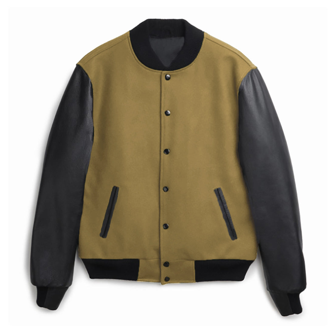 Stylish varsity jacket for men with leather sleeves Lune London