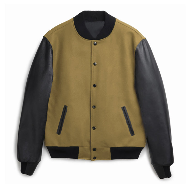Stylish varsity jacket for men with leather sleeves Lune London