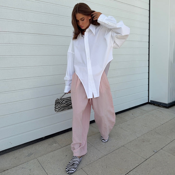 Oversized shirt for women with asymmetrical cut and modern details Lune London