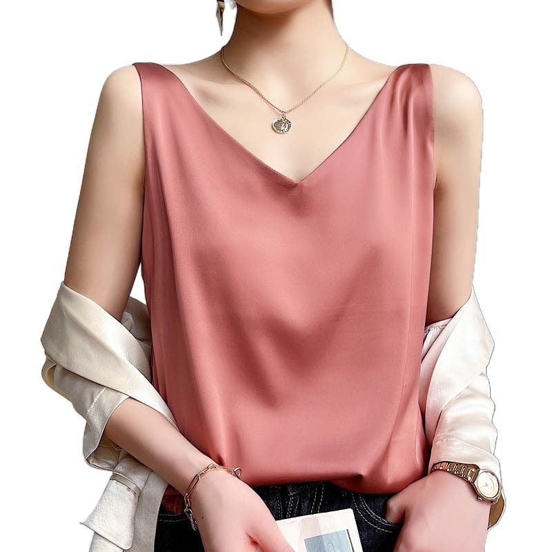 Women V-neck Satin Blouse Lune London