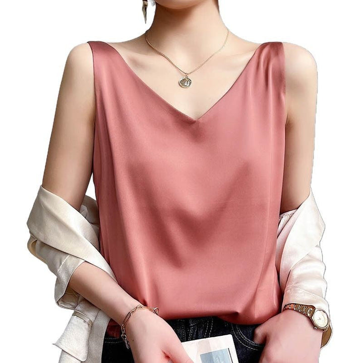 Women V-neck Satin Blouse Lune London