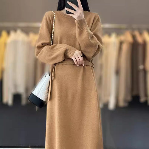 Knit dress for women with tie detail and soft material Lune London