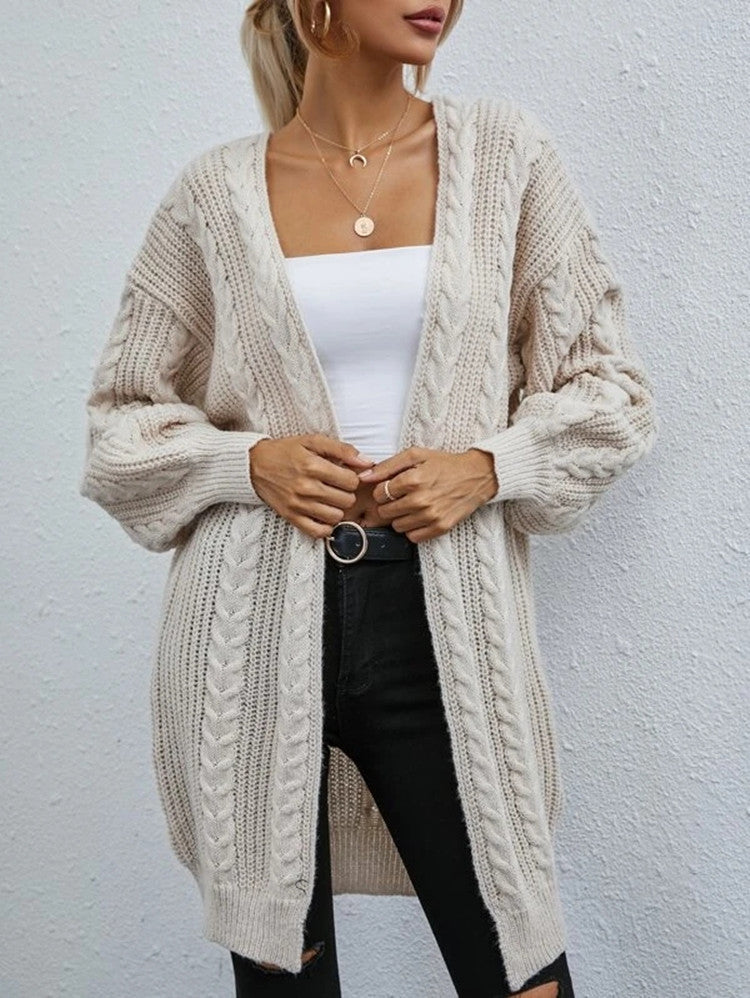 Ladies Chunky-knit-Kimono-Cardigan with premium rib structure Lune London