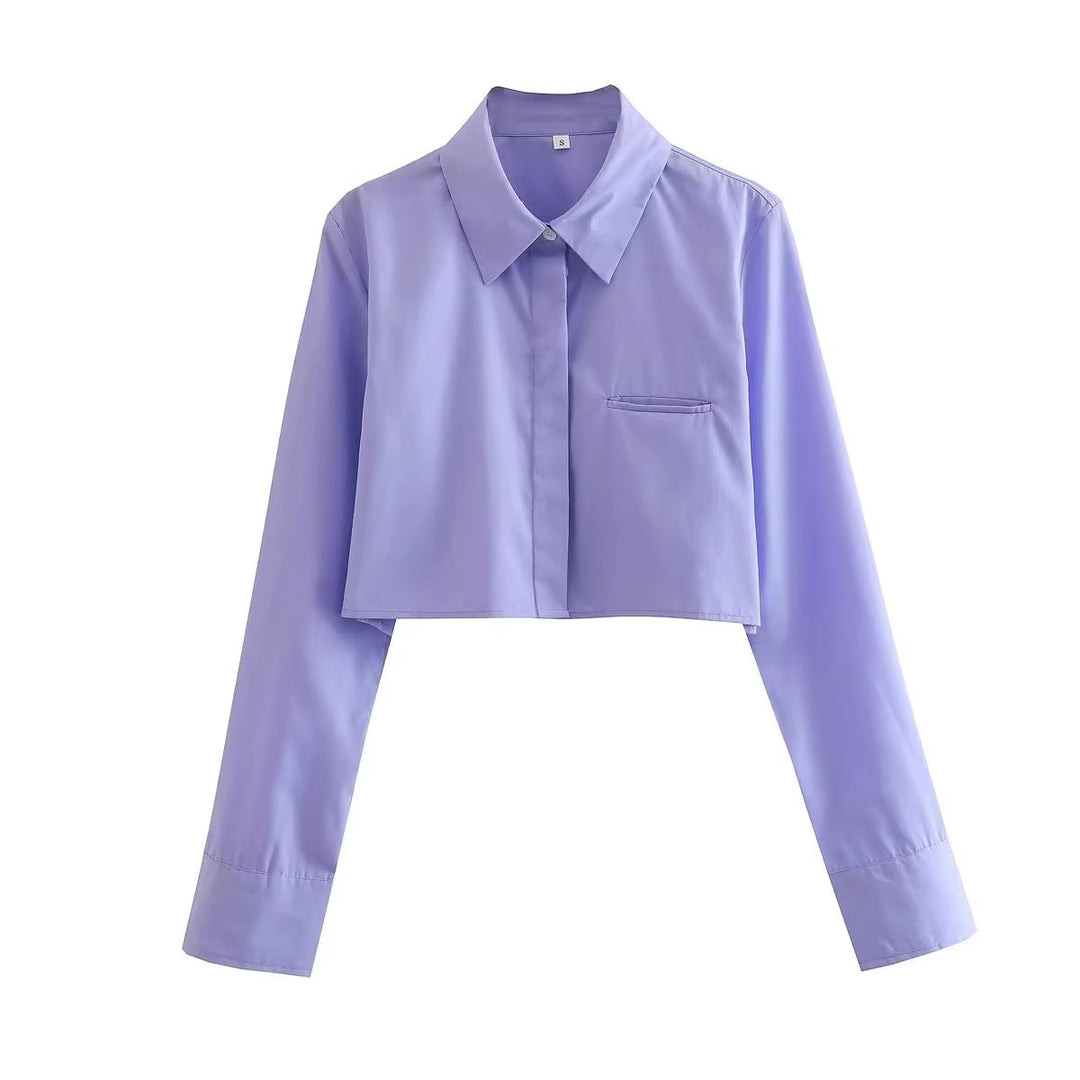Women's cropped blouse with classic collar Lune London