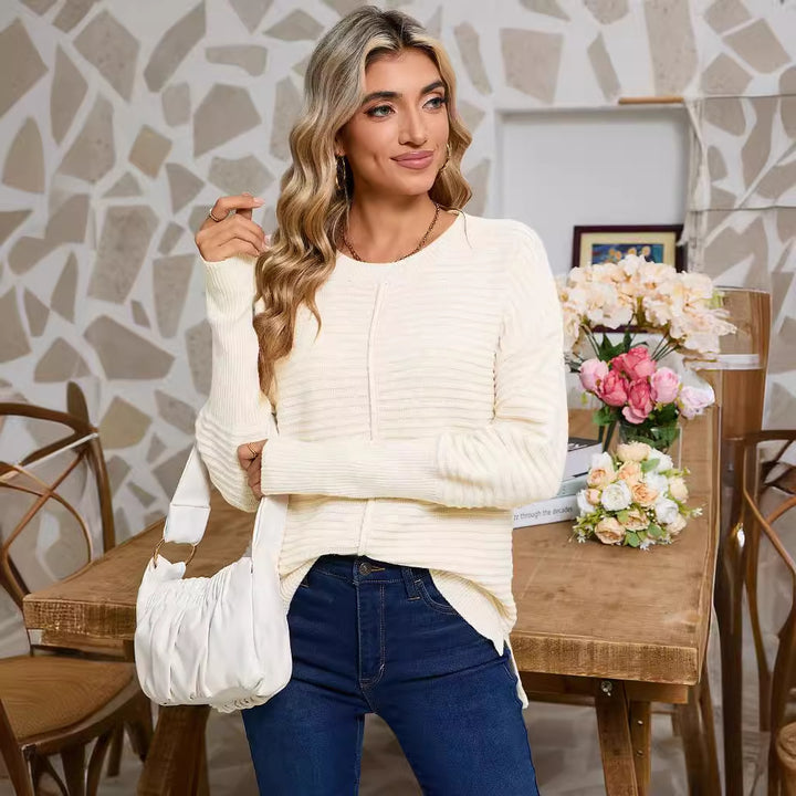 Pull en tricot pour femmes avec une structure à côtes fines et une coupe décontractée Chic & Stil