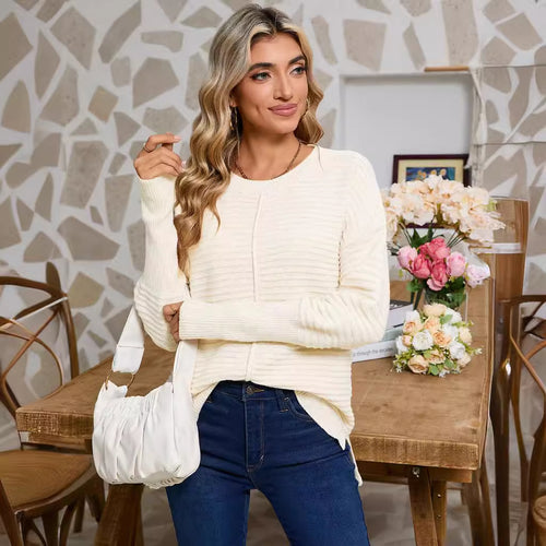 Pull en tricot pour femmes avec une structure à côtes fines et une coupe décontractée Chic & Stil
