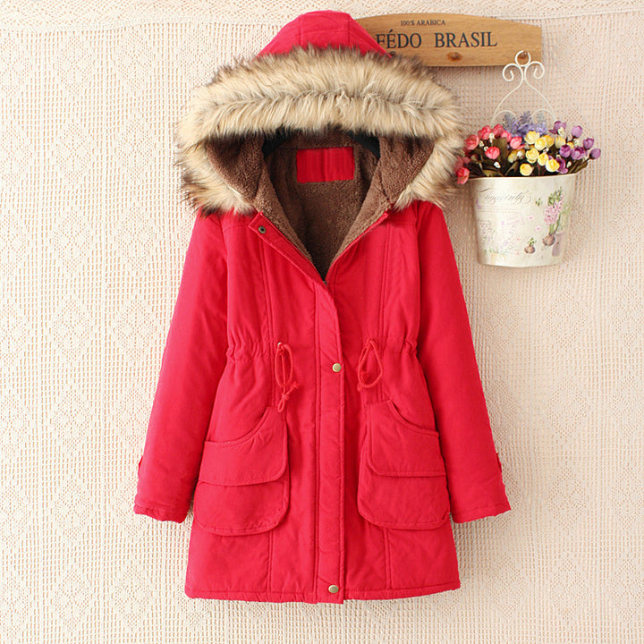 Ladies quilted transition jacket with faux fur collar and practical pockets Lune London