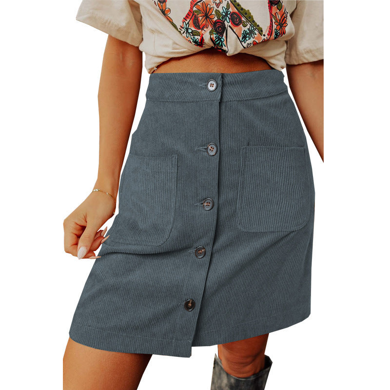 Lune London Corduroy Button Mini Skirt for Women