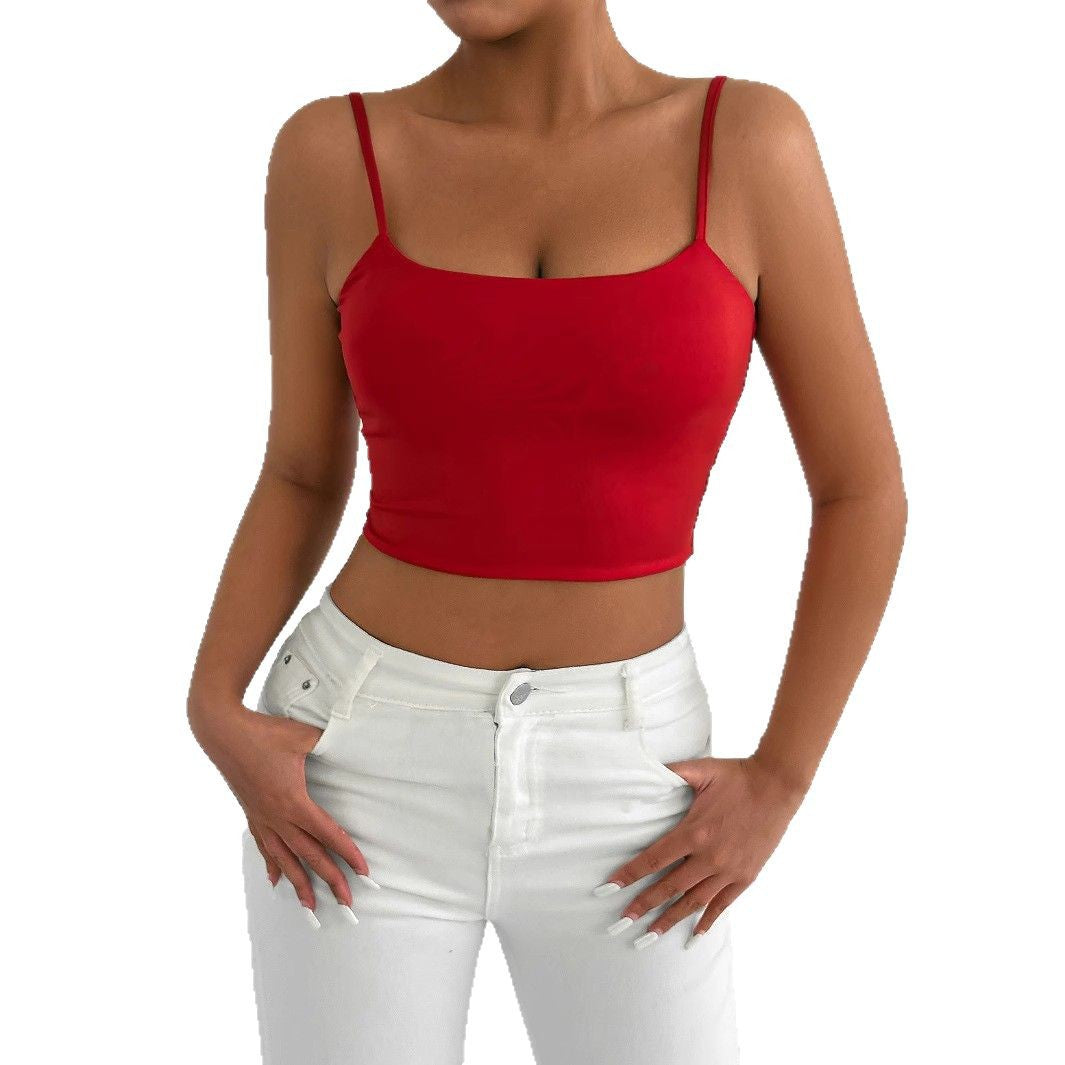 Ladies Fitted Crop Top made of elastic material with spaghetti straps Lune London