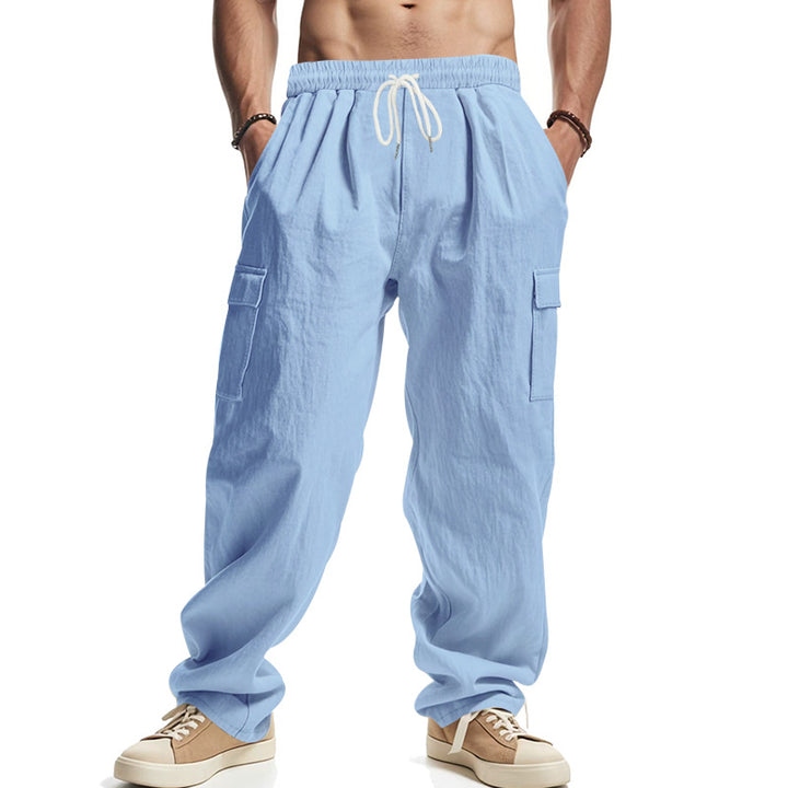 Casual cargo pants for men with practical side pockets and adjustable drawstring Lune London