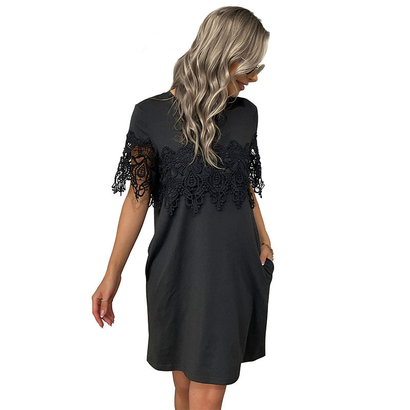 Elegant asymmetrical dress with lace details Lune London