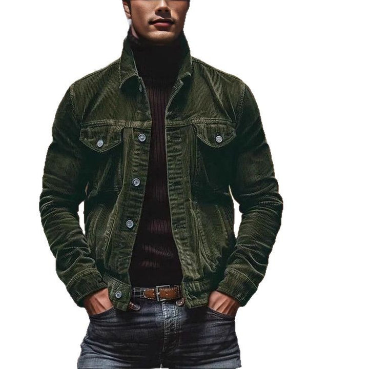 Corduroy jacket for men with a classic design featuring practical chest pockets and chic button details