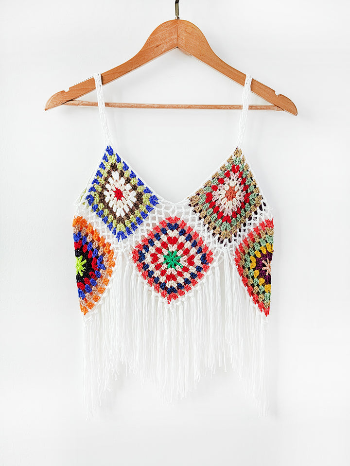 Lune London Crocheted Fringe Crop Top for Women