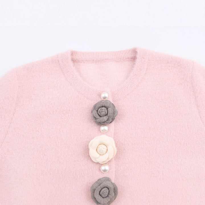 Women's filigree cardigan with decorative floral applications Lune London