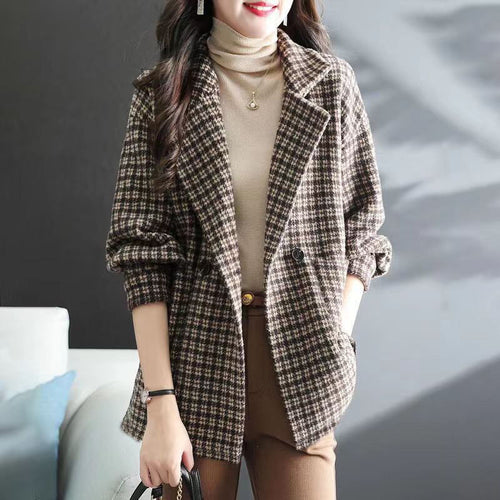Veste en laine à carreaux pour femmes Chic & Stil