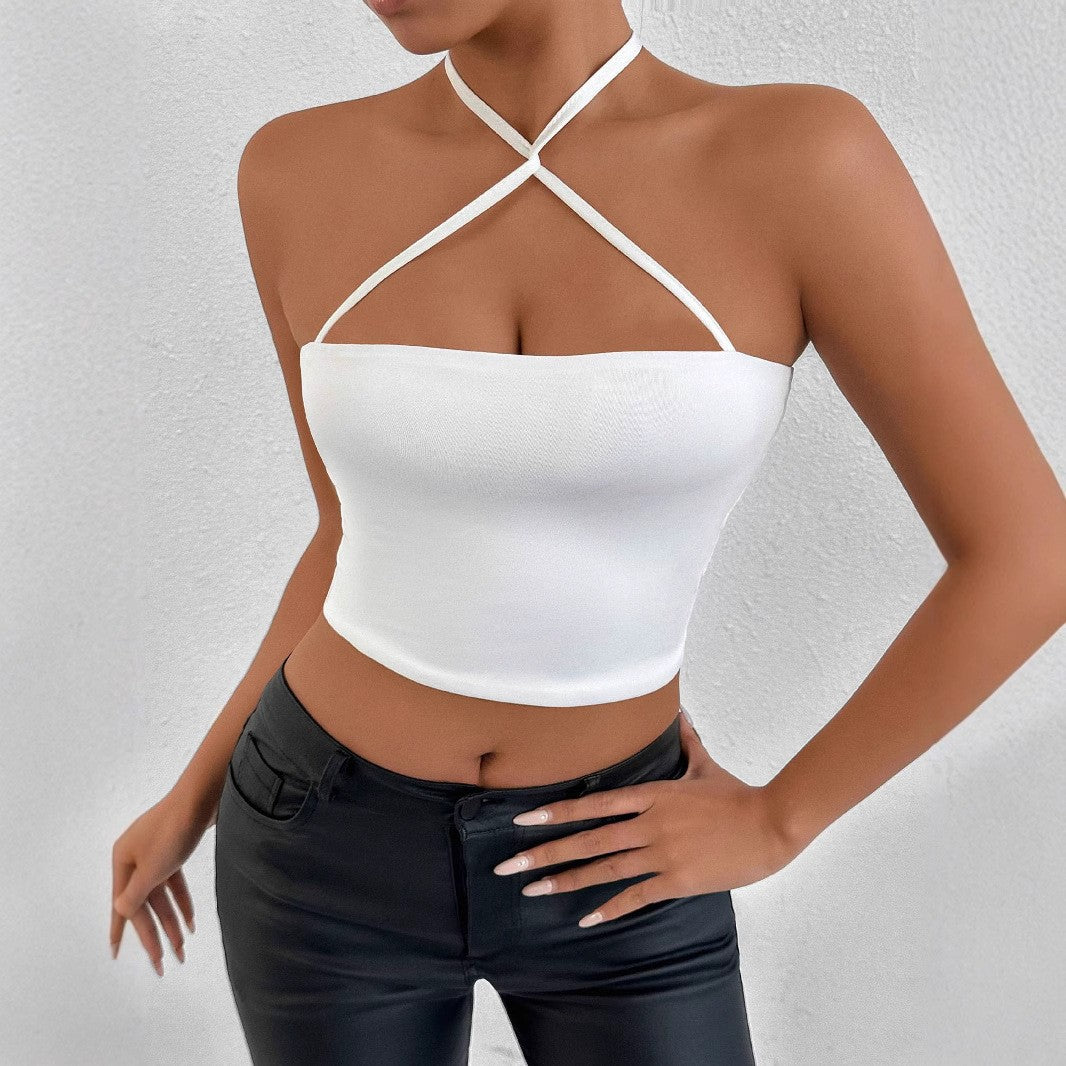 Women's Crop Top with sophisticated crisscross strap design Lune London