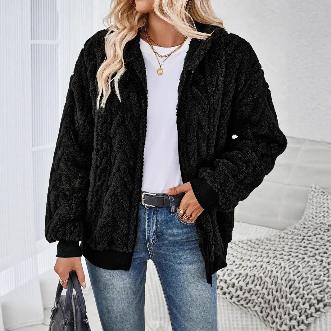 Fleece jacket for women with Lune London texture