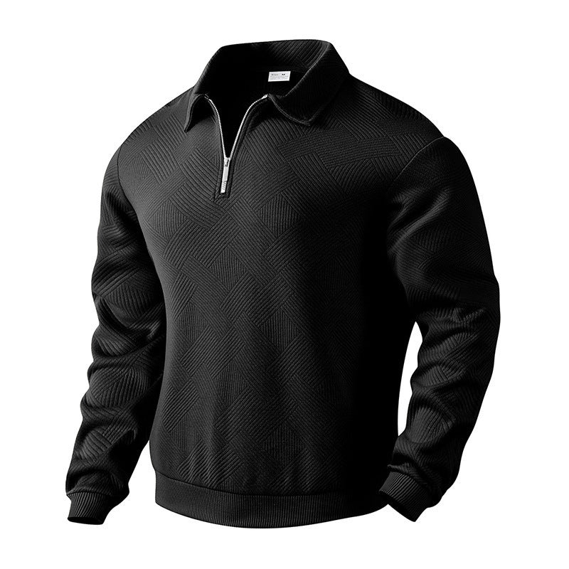 Knitted sweater for men with modern high collar and practical zipper Lune London