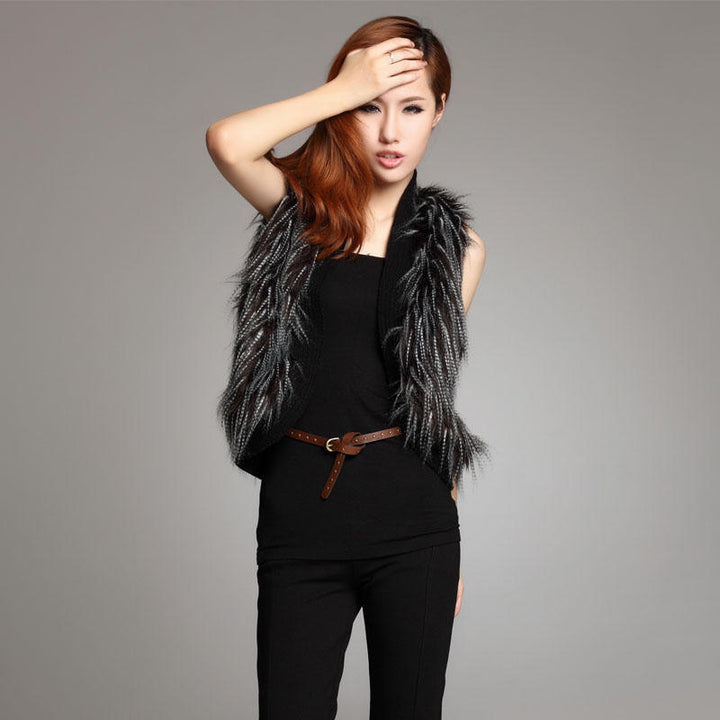 Ladies Stylish Plush Jacket with Elegant Ruffles Lune London
