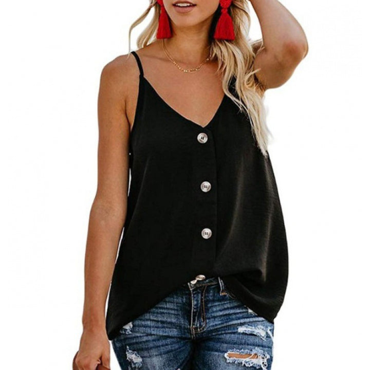 Haut pour femmes avec détail de bouton et bretelles spaghetti réglables Chic & Stil