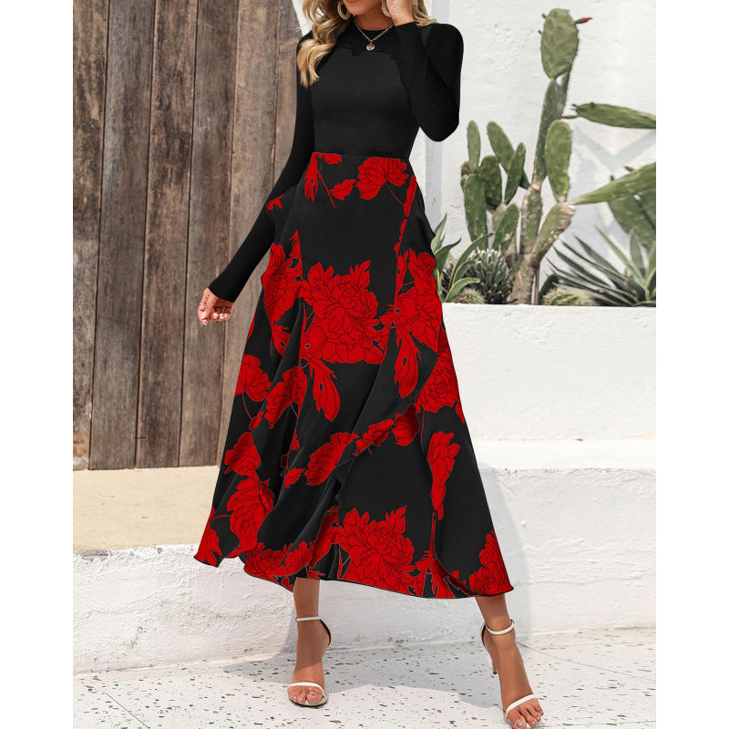Maxi skirt for ladies with floral ornaments and a flexible waist Lune London