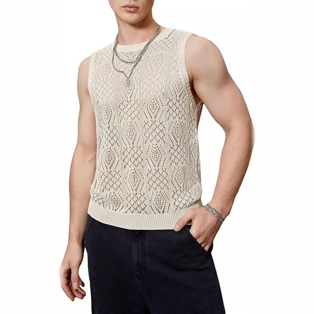 Men's knit top with refined perforated pattern Lune London