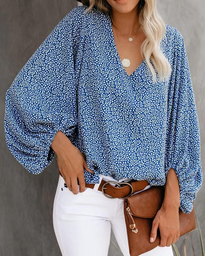 Women Elegant Blouse Cut with Leopard Pattern and Flounce Sleeves Lune London