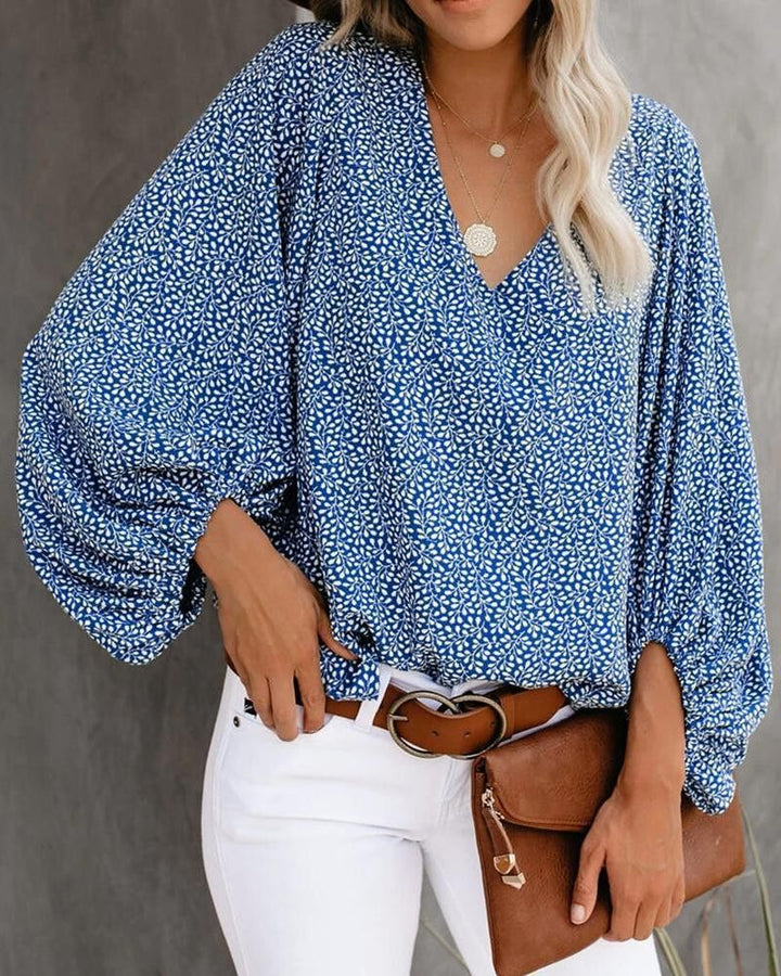 Women Elegant Blouse Cut with Leopard Pattern and Flounce Sleeves Lune London