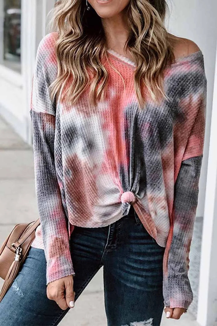 Waffle knit off-the-shoulder top for women Lune London