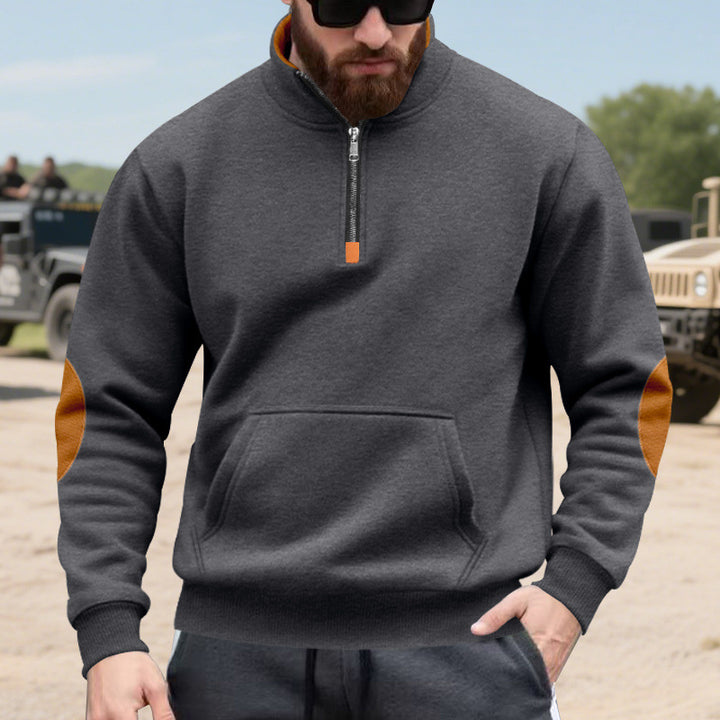 sporty pull for men with half-zip and practical kangaroo pocket Lune London