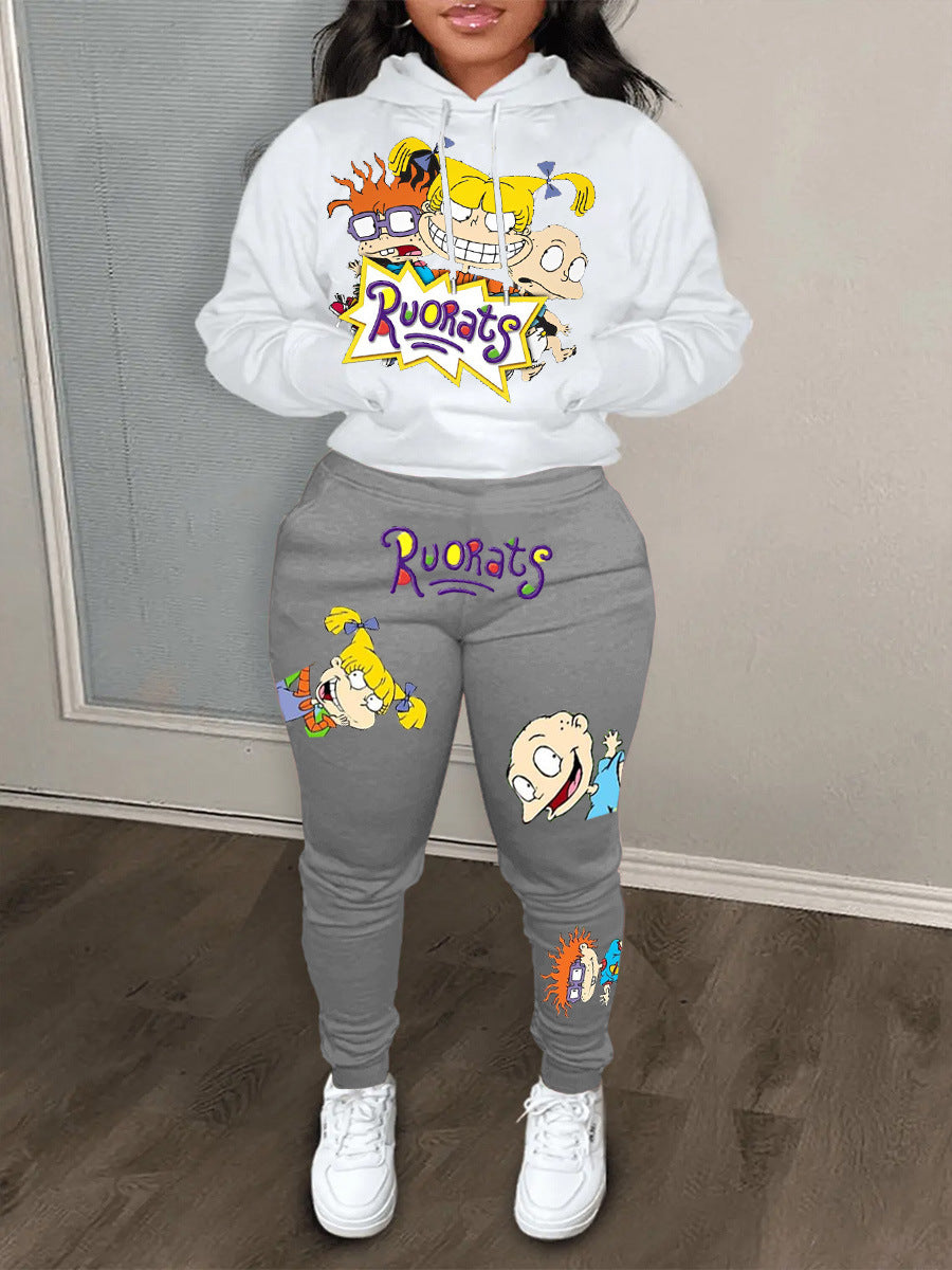 Women's hoodie and jogger set with colorful cartoon patterns Lune London