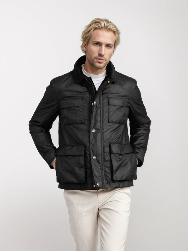 Fashionable and functional men's transitional jacket with high collar Lune London