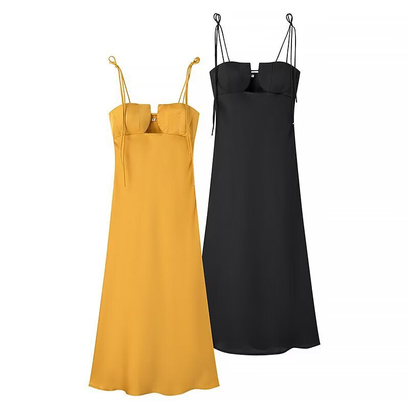 Maxi dress for women with adjustable spaghetti straps and elegant cut Lune London