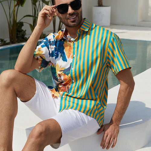 Short sleeve shirt for men with colorful pattern and chic summer design