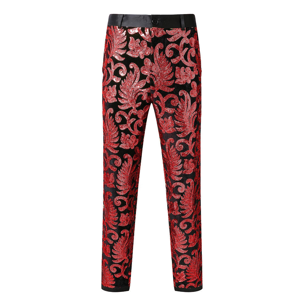 Elegant sequin trousers for men with floral pattern Lune London