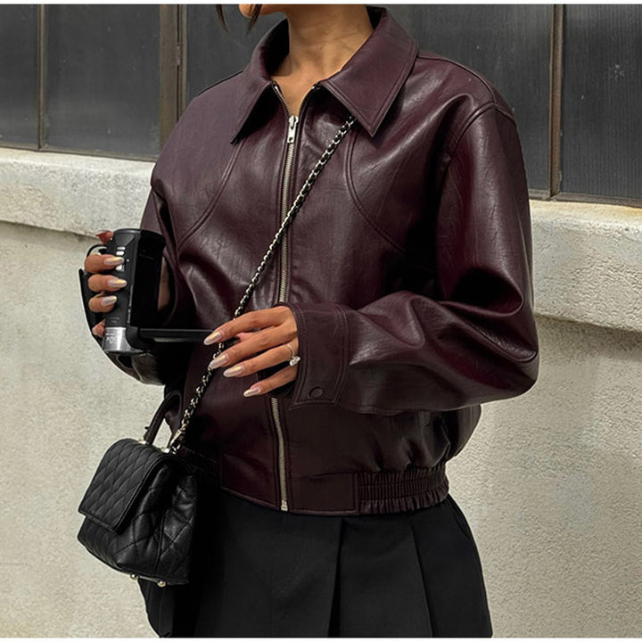Lune London Women's Faux Leather Bomber Jacket