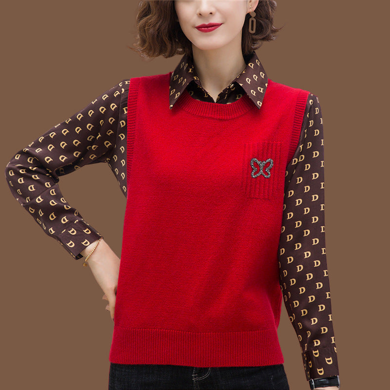 Women Fashion Knitted Vest with Decorative Butterfly Pattern Lune London