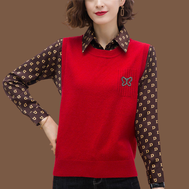 Women Fashion Knitted Vest with Decorative Butterfly Pattern Lune London
