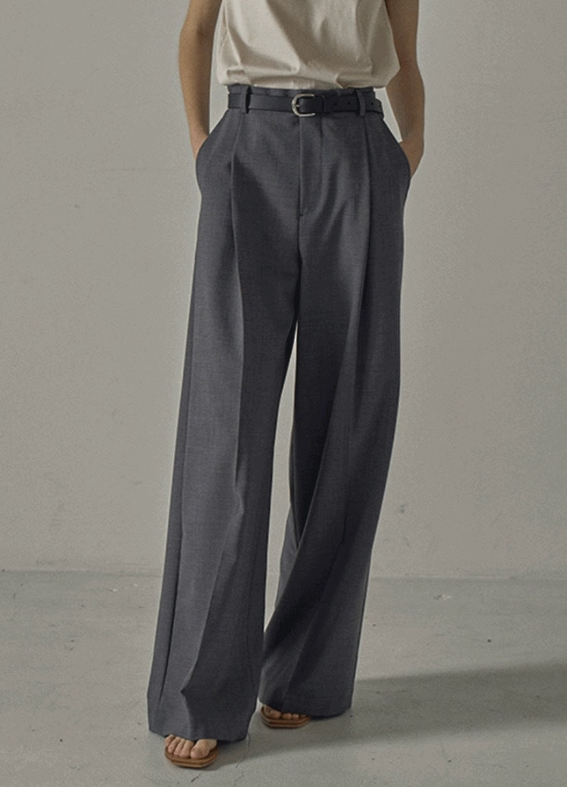 Pantalons larges élégants pour femmes taille haute avec ceinture Chic & Stil