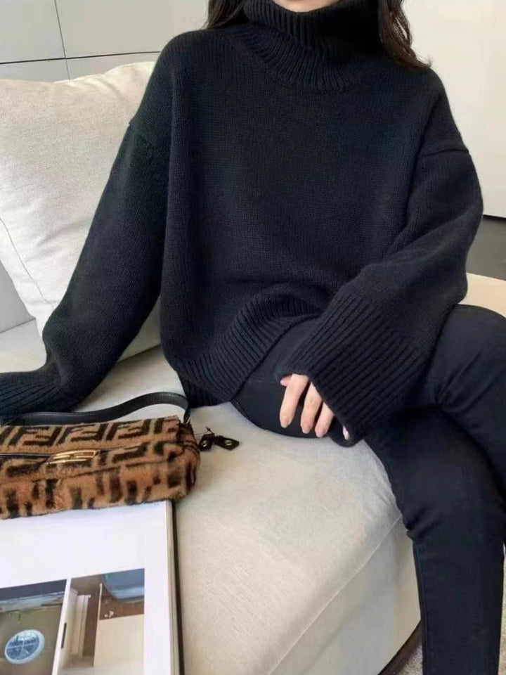 Ladies Cozy High-Quality Knit Turtleneck Sweater Lune London